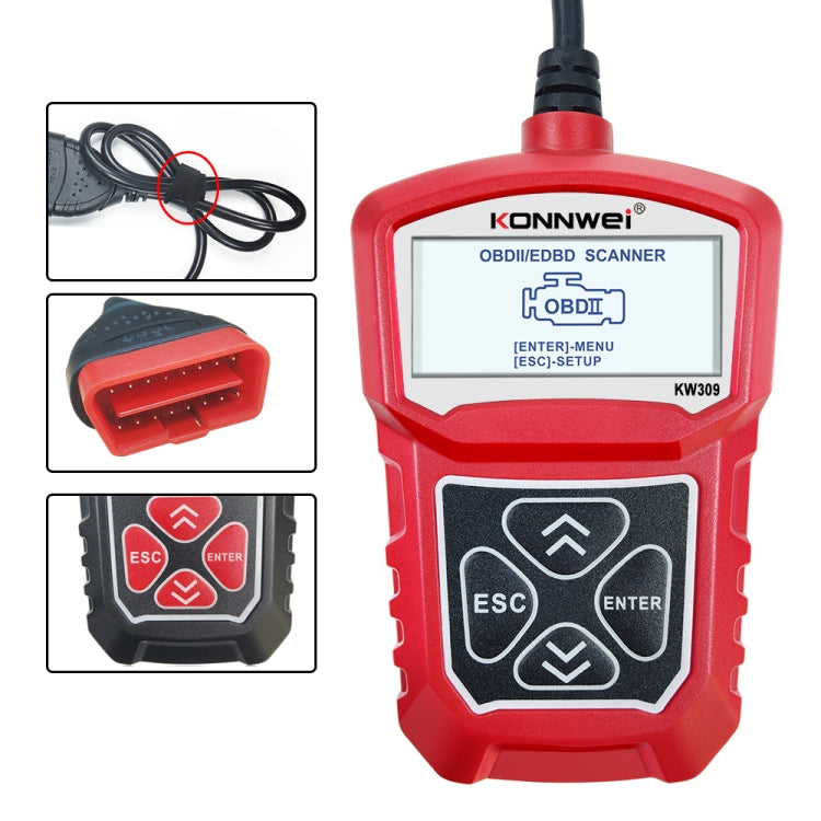 KONNWEI KW309 V309 V310 MS309 Code Reader OBD2 Scanner Diagnostic Tool(Red) - free shipping - PMC TechLife - Order now!