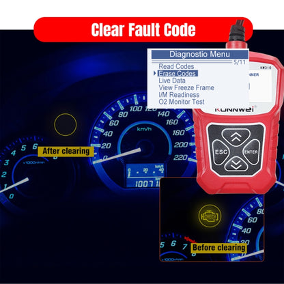 KONNWEI KW310 OBD Car Fault Detector Code Reader ELM327 OBD2 Scanner Diagnostic Tool(Red) - Code Readers & Scan Tools by KONNWEI | Online Shopping South Africa | PMC Jewellery | Buy Now Pay Later Mobicred