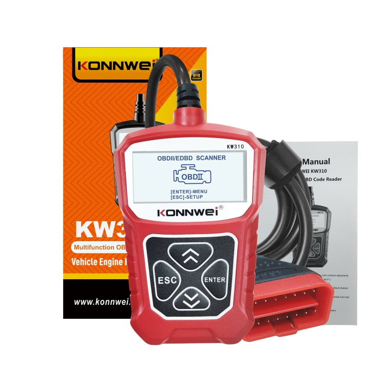 KONNWEI KW310 OBD Car Fault Detector Code Reader ELM327 OBD2 Scanner Diagnostic Tool(Red) - Code Readers & Scan Tools by KONNWEI | Online Shopping South Africa | PMC Jewellery | Buy Now Pay Later Mobicred