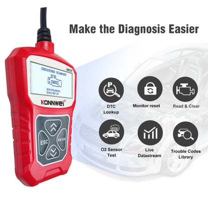 KONNWEI KW310 OBD Car Fault Detector Code Reader ELM327 OBD2 Scanner Diagnostic Tool(Red) - Code Readers & Scan Tools by KONNWEI | Online Shopping South Africa | PMC Jewellery | Buy Now Pay Later Mobicred