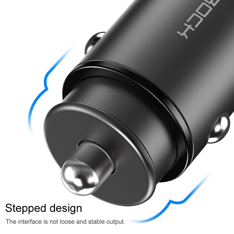 ROCK H15 Dual Port USB + USB-C / Type-C PD30W Car Charger (Black) - Car Charger by ROCK | Online Shopping South Africa | PMC Jewellery