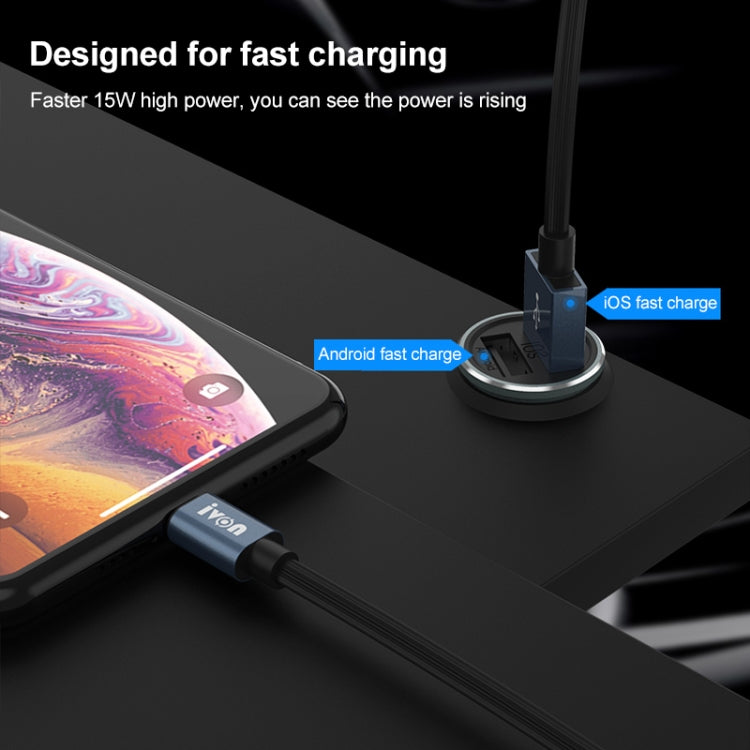 IVON CC37 15W 3.1A Dual USB Mini Car Charger + 1m USB to Micro USB Fast Charge Data Cable Set - Car Charger by IVON | Online Shopping South Africa | PMC TechLife