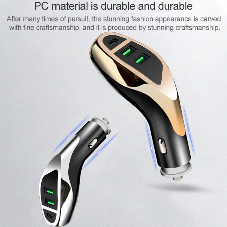 WLX-K1 QC3.0 Dual USB + Type-C Triple Car Charger (Gold) - Car Charger by PMC Jewellery | Online Shopping South Africa | PMC Jewellery