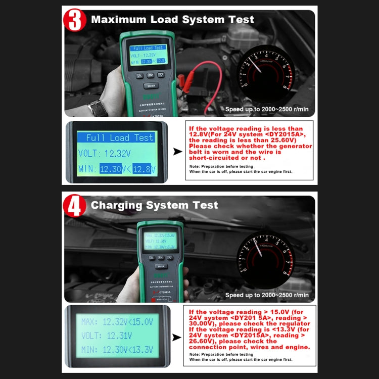 DUOYI DY2015A Car 12V 24V Digital CCA Load Battery Charging Digital Capacity Tester - free shipping - PMC TechLife - Order now!