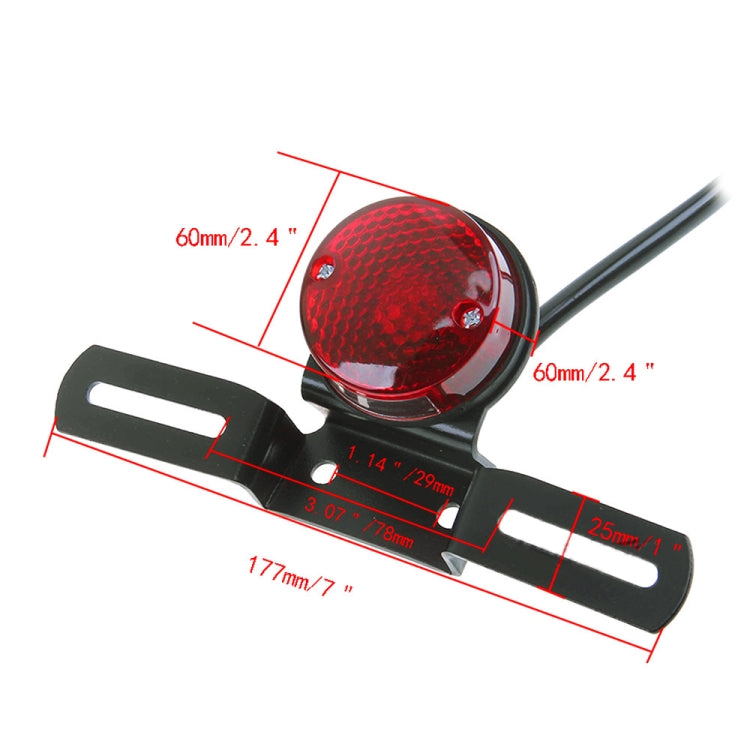2 PCS Motorcycle Retro Round Brake Light with License Plate Holder - Signal Lights by PMC TechLife | Online Shopping South Africa | PMC TechLife