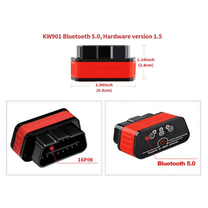 KONNWEI KW901 Android Phone OBD2 Car Bluetooth 5.0 Diagnostic Scan Tools(Red) - Code Readers & Scan Tools by KONNWEI | Online Shopping South Africa | PMC Jewellery | Buy Now Pay Later Mobicred