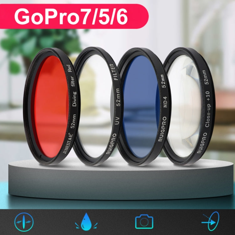 RUIGPRO for GoPro HERO 7/6 /5 Professional 52mm 10X Close-up Lens Filter with Filter Adapter Ring & Lens Cap - Lens Filter by RUIGPRO | Online Shopping South Africa | PMC Jewellery