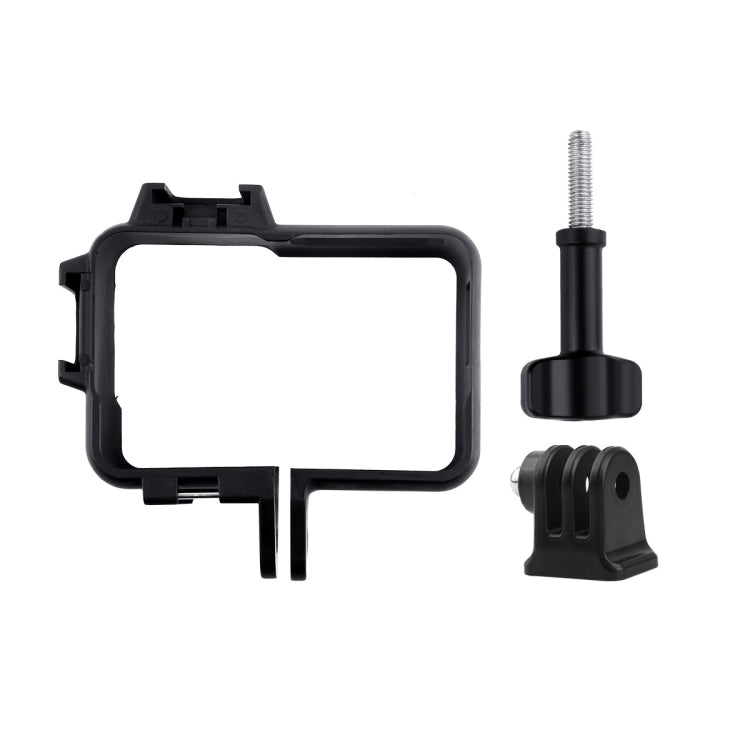 Plastic Frame Mount Protective Case Cage with Tripod Base Adapter & Long Screw & Cold Shoe Base for Insta360 One R(Black) - Mount & Holder by PMC TechLife | Online Shopping South Africa | PMC TechLife