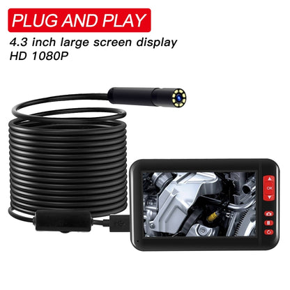 P20 4.3 Inch Screen Display HD1080P Inspection Endoscope with 8 LEDs, Length: 5m, Lens Diameter: 8mm, Hard Line -  by PMC Jewellery | Online Shopping South Africa | PMC Jewellery