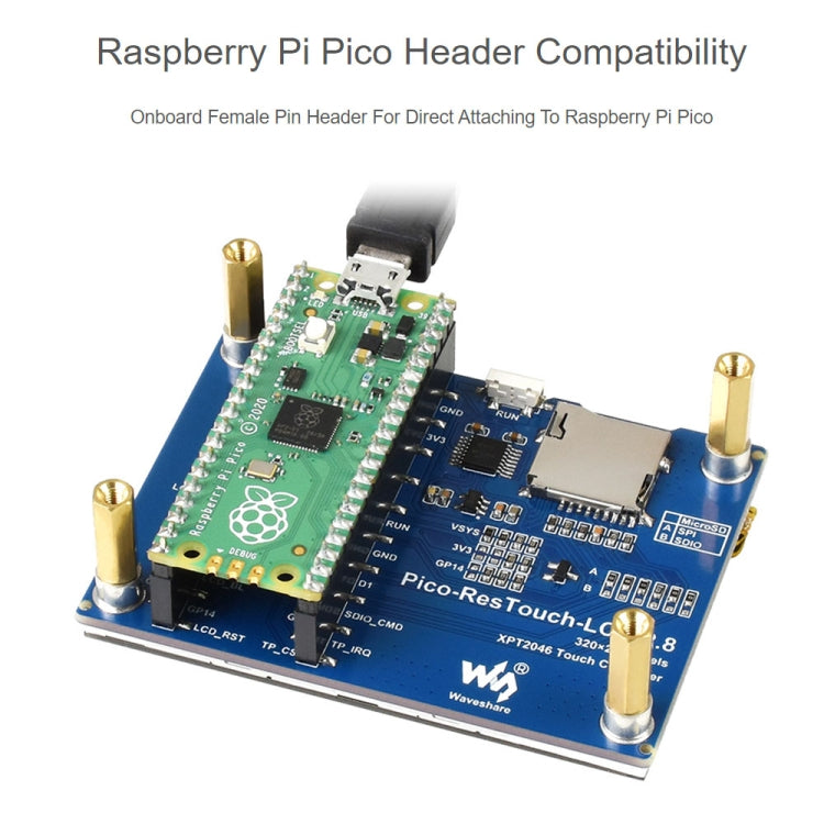 WAVESHARE 2.8 inch 262K Colors 320 x 240 Pixel Touch Display Module for Raspberry Pi Pico, SPI Interface - LCD & LED Display Module by WAVESHARE | Online Shopping South Africa | PMC TechLife | Buy Now Pay Later Mobicred