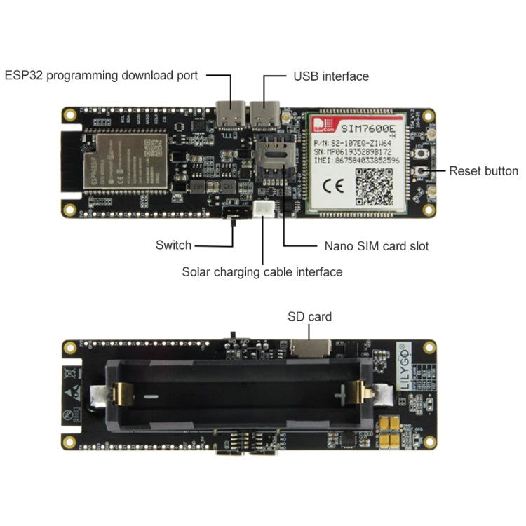 TTGO T-SIM7600E-H ESP32 WiFi Bluetooth 18560 Battery Holder Solar Charge Module Development Board - free shipping - PMC TechLife - Order now!