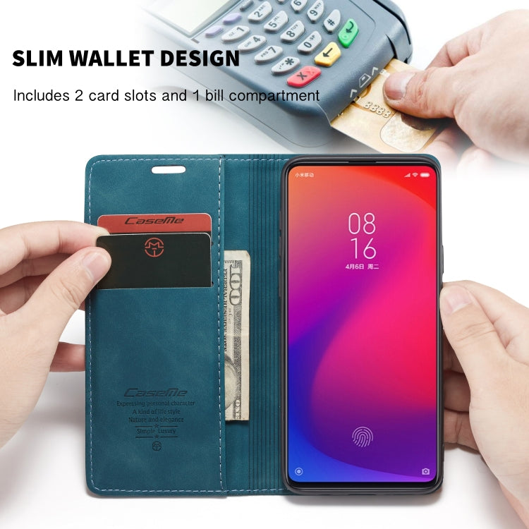 CaseMe-013 Multi-functional Retro Frosted Horizontal Flip Leather Case with Card Slot & Holder & Wallet For Xiaomi Mi 9T Pro / Redmi K20 Pro / Xiaomi Mi 9T / Redmi K20(Blue) - Xiaomi Cases by CaseMe | Online Shopping South Africa | PMC TechLife | Buy Now Pay Later Mobicred