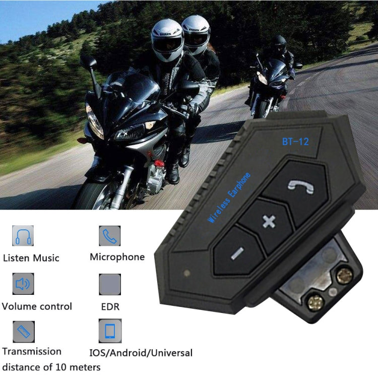 BT12 Motorcycle Helmet Bluetooth Headset Motorcycle Intercom Bluetooth Headset - Motorcycle Walkie Talkie by PMC Jewellery | Online Shopping South Africa | PMC Jewellery