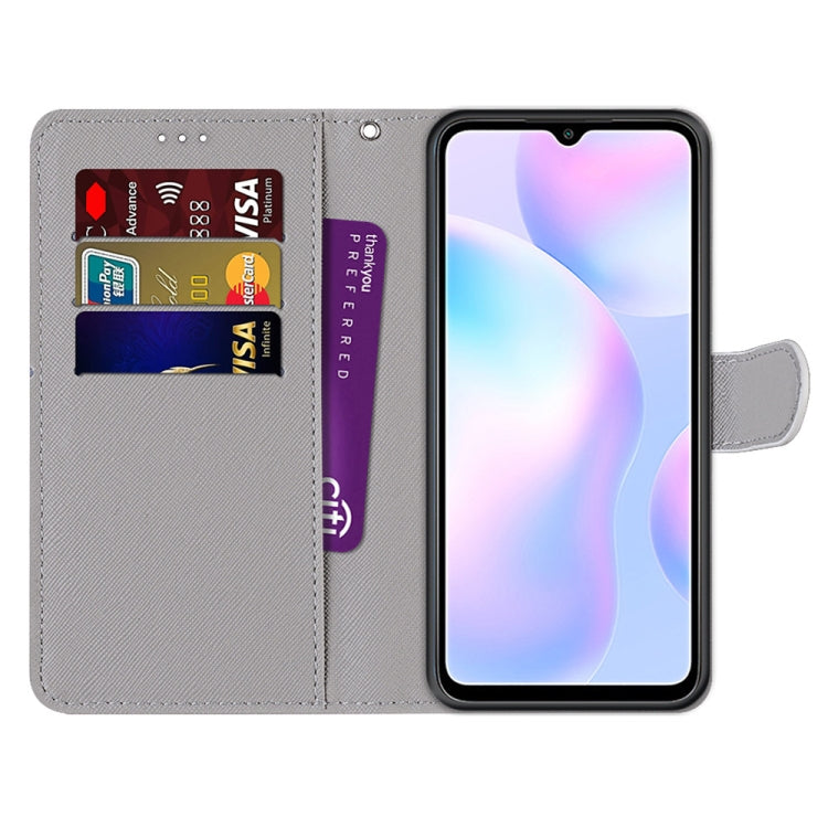 For Xiaomi Redmi 9A Coloured Drawing Cross Texture Horizontal Flip PU Leather Case with Holder & Card Slots & Wallet & Lanyard(Fluorescent Water Texture) - Xiaomi Cases by PMC Jewellery | Online Shopping South Africa | PMC Jewellery