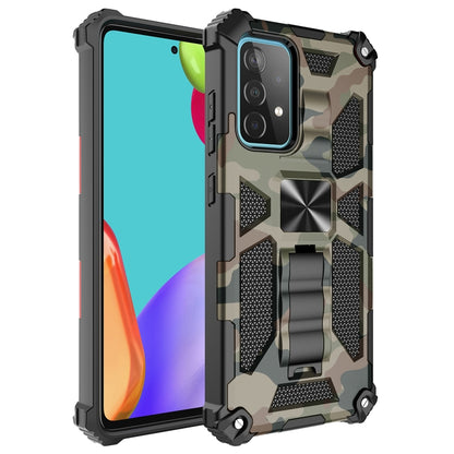 For Samsung Galaxy A52 4G / 5G Camouflage Armor Shockproof TPU + PC Magnetic Protective Case with Holder(Army Green) - Galaxy Phone Cases by PMC Jewellery | Online Shopping South Africa | PMC Jewellery