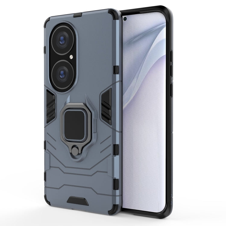 For Huawei P50 Pro PC + TPU Shockproof Protective Case with Magnetic Ring Holder(Navy Blue) - free shipping - PMC TechLife - Order now!