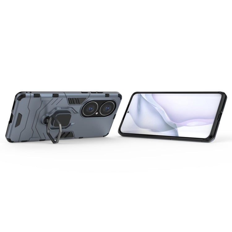 For Huawei P50 Pro PC + TPU Shockproof Protective Case with Magnetic Ring Holder(Navy Blue) - free shipping - PMC TechLife - Order now!