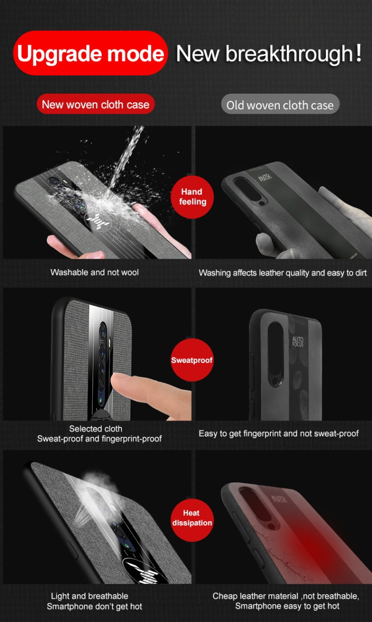For OPPO Reno 2 XINLI Stitching Cloth Textue Shockproof TPU Protective Case with Ring Holder(Red) - OPPO Cases by XINLI | Online Shopping South Africa | PMC TechLife | Buy Now Pay Later Mobicred