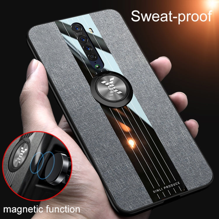 For OPPO Reno 2 XINLI Stitching Cloth Textue Shockproof TPU Protective Case with Ring Holder(Red) - OPPO Cases by XINLI | Online Shopping South Africa | PMC TechLife | Buy Now Pay Later Mobicred