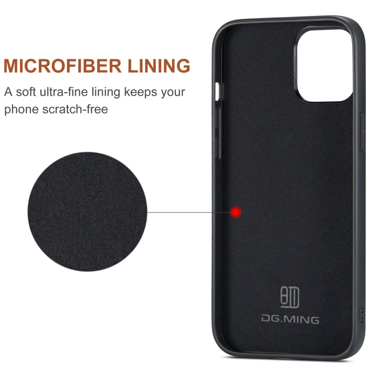 For iPhone 12 / 12 Pro DG.MING M1 Series 3-Fold Multi Card Wallet + Magnetic Back Cover Shockproof Case with Holder Function(Coffee) - iPhone 12 / 12 Pro Cases by DG.MING | Online Shopping South Africa | PMC TechLife | Buy Now Pay Later Mobicred