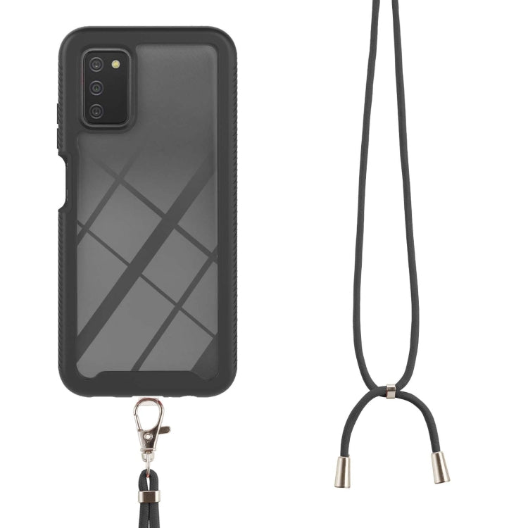 For Samsung Galaxy A03s EU Version Starry Sky Solid Color Series Shockproof PC + TPU Protective Case with Neck Strap(Black) - Galaxy Phone Cases by PMC TechLife | Online Shopping South Africa | PMC TechLife | Buy Now Pay Later Mobicred