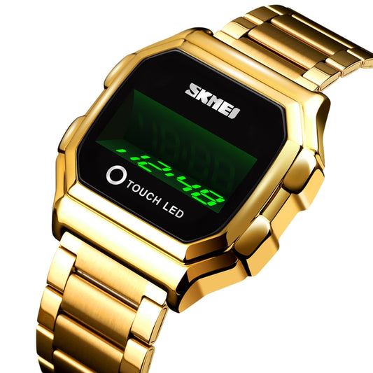 SKMEI 1650 Steel Strap Version LED Digital Display Electronic Watch with Touch Luminous Button(Gold) - LED Digital Watches by SKMEI | Online Shopping South Africa | PMC Jewellery | Buy Now Pay Later Mobicred