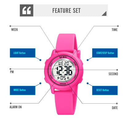 SKMEI 1721 Triplicate Round Dial LED Digital Display Luminous Silicone Strap Electronic Watch(Pink Blue) - LED Digital Watches by SKMEI | Online Shopping South Africa | PMC Jewellery | Buy Now Pay Later Mobicred