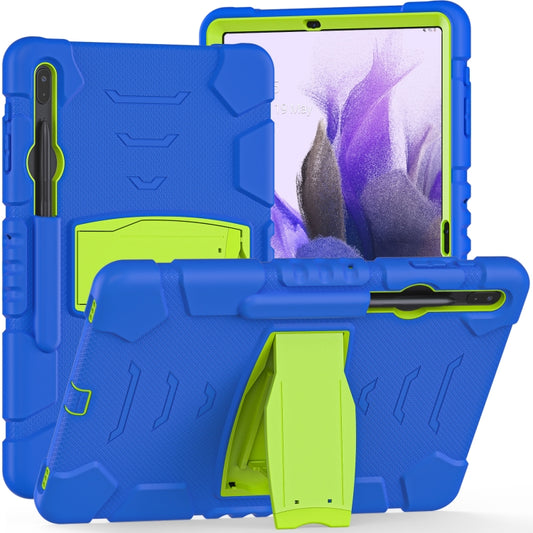 For Samsung Galaxy Tab S7+/ Tab S7 FE / Tab S8+ 3-Layer Protection Screen Frame + PC + Silicone Combination Case with Holder(Blue+Lime) - Other Galaxy Tab PC by PMC Jewellery | Online Shopping South Africa | PMC Jewellery