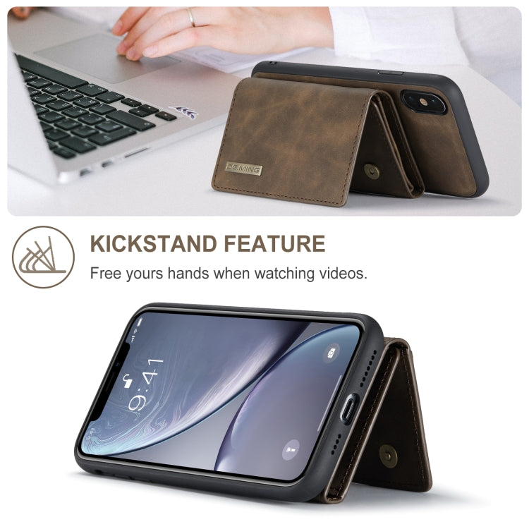 DG.MING M1 Series 3-Fold Multi Card Wallet  Back Cover Shockproof Case with Holder Function For iPhone X(Coffee) -  by DG.MING | Online Shopping South Africa | PMC TechLife | Buy Now Pay Later Mobicred