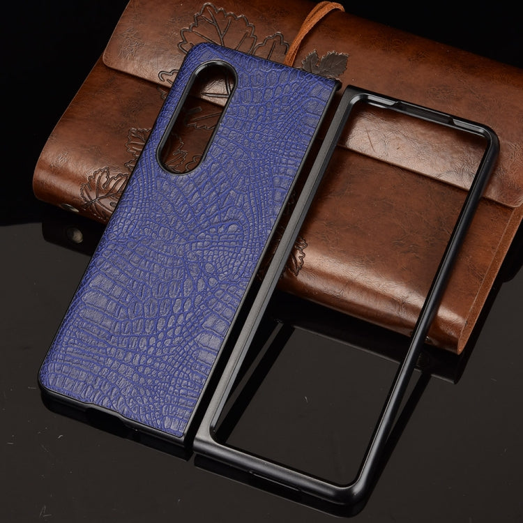 For Samsung Galaxy Z Fold3 5G Shockproof Crocodile Texture PC + PU Case(Blue) - free shipping - PMC TechLife - Order now!