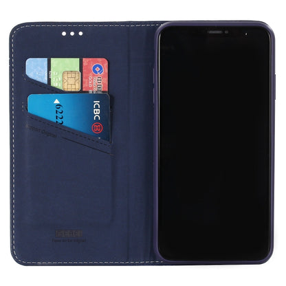 For iPhone XS / X GEBEI Top-grain Leather Horizontal Flip Protective Case with Holder & Card Slots(Blue) - More iPhone Cases by GEBEI | Online Shopping South Africa | PMC Jewellery