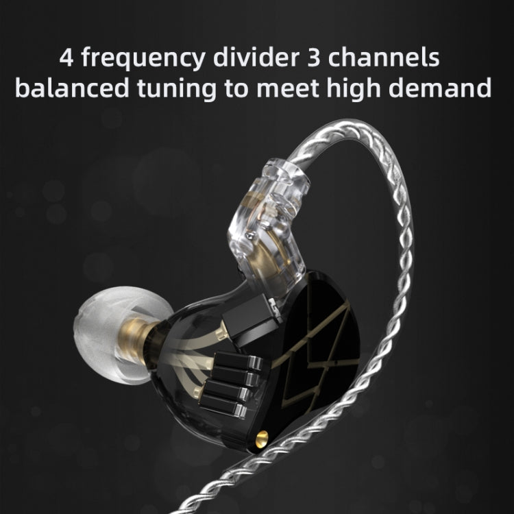 KZ ASX 20-unit Balance Armature Monitor HiFi In-Ear Wired Earphone No Mic(Black) - In Ear Wired Earphone by KZ | Online Shopping South Africa | PMC Jewellery