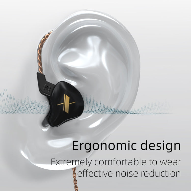 KZ EDX Dynamic Monitor HiFi In-Ear Wired Earphone With Mic(Black) - In Ear Wired Earphone by KZ | Online Shopping South Africa | PMC Jewellery
