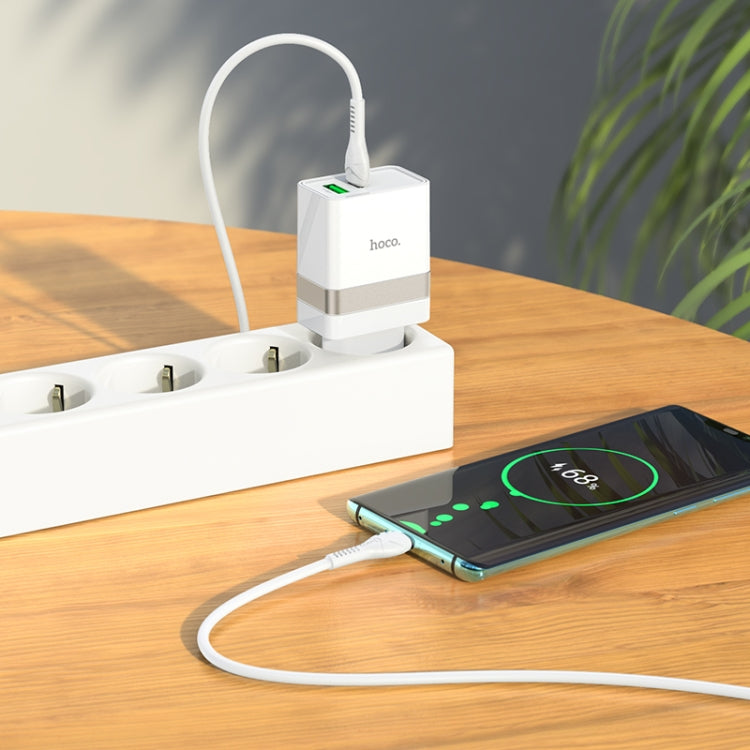 hoco N21 PD 30W Type-C / USB-C + QC 3.0 USB Mini Fast Charger with Type-C / USB-C to Type-C / USB-C Data Cable , EU Plug(White) - USB Charger by hoco | Online Shopping South Africa | PMC Jewellery