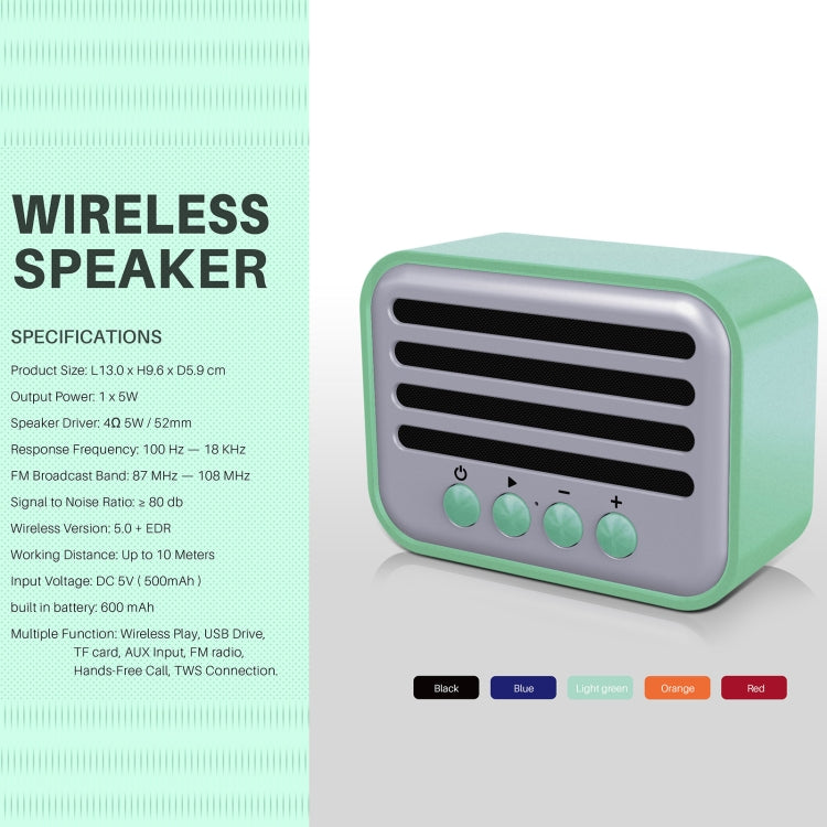 New Rixing NR-102 Mini TWS Bluetooth Speaker(Light Green) - Mini Speaker by New Rixing | Online Shopping South Africa | PMC Jewellery