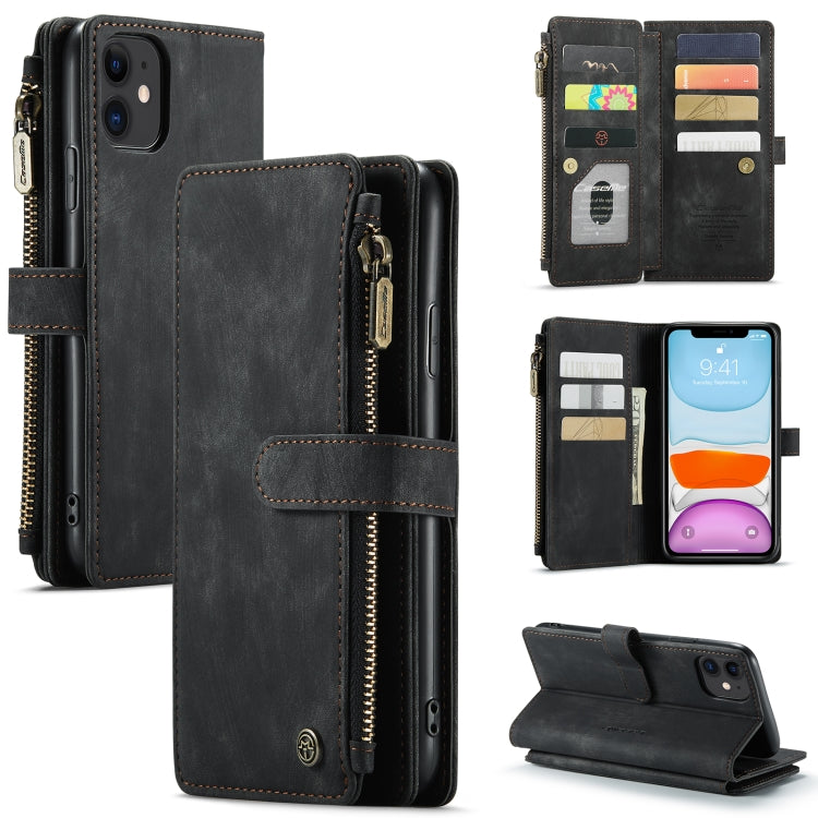 For iPhone 11 CaseMe-C30 PU + TPU Multifunctional Horizontal Flip Leather Case with Holder & Card Slot & Wallet & Zipper Pocket (Black) - iPhone 11 Cases by CaseMe | Online Shopping South Africa | PMC Jewellery