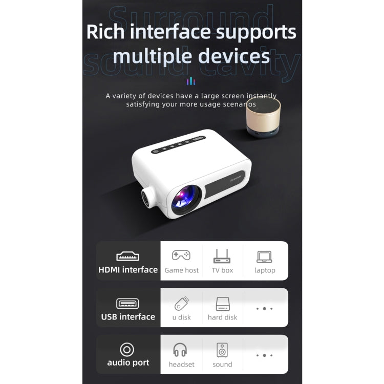 YG330 1920x1080P Portable Home Theater Mobile Phone Wireless Same Screen Mini LED HD Digital Projector, UK Plug(White) - LED Projector by PMC Jewellery | Online Shopping South Africa | PMC Jewellery