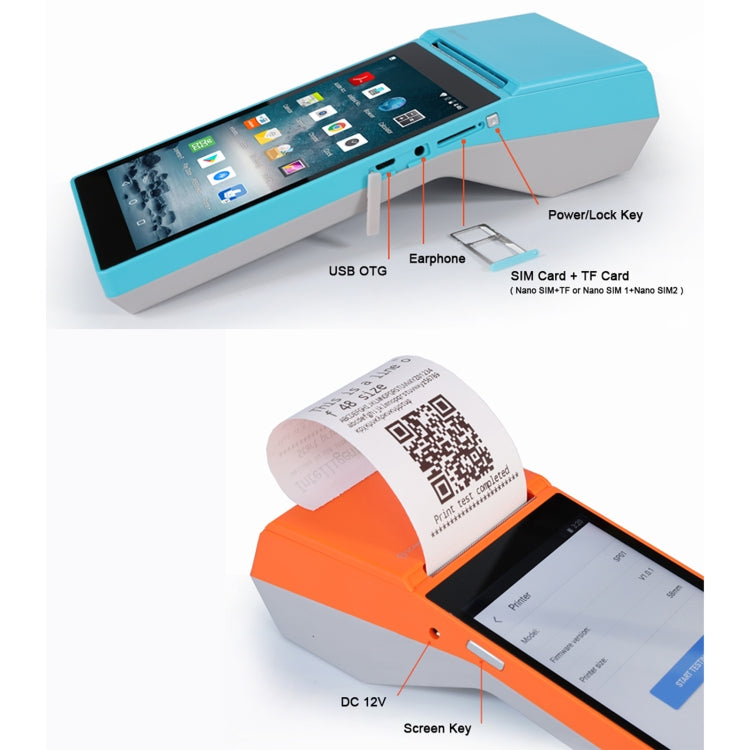 SGT-SP01 5.5 inch HD Screen Handheld POS Receipt Printer, Basic Version, UK Plug(Blue) - Receipt Printers by PMC TechLife | Online Shopping South Africa | PMC TechLife | Buy Now Pay Later Mobicred
