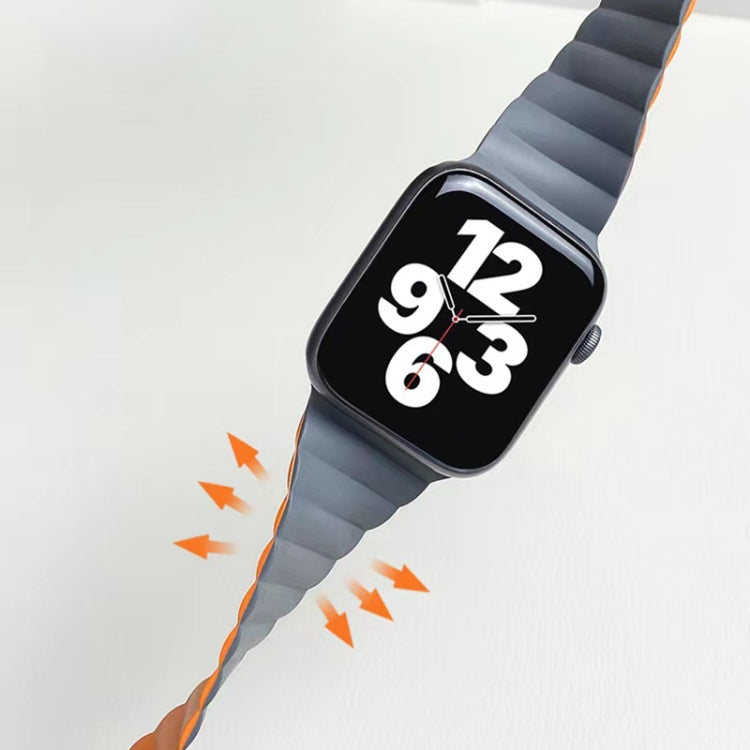 Mutural Moran Series Liquid Silicone Magnetic Strap Watch Band For Apple Watch Ultra 49mm&Watch Ultra 2 49mm / Series 9&8&7 45mm / SE 3&SE 2&6&SE&5&4 44mm / 3&2&1 42mm(Grey + Orange) - Watch Bands by Mutural | Online Shopping South Africa | PMC Jewellery | Buy Now Pay Later Mobicred