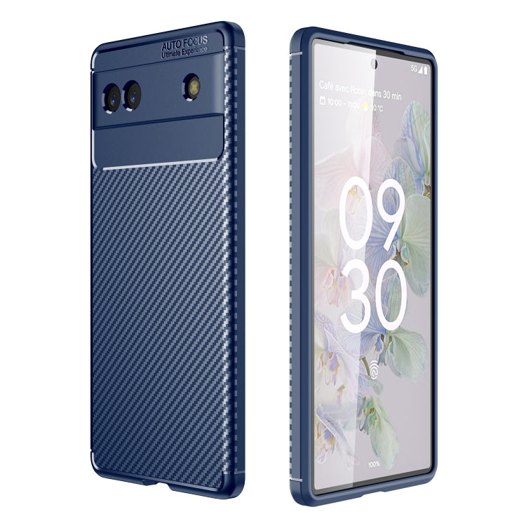 For Google Pixel 6a Carbon Fiber Texture Shockproof TPU Phone Case(Blue) - Google Cases by PMC TechLife | Online Shopping South Africa | PMC TechLife | Buy Now Pay Later Mobicred