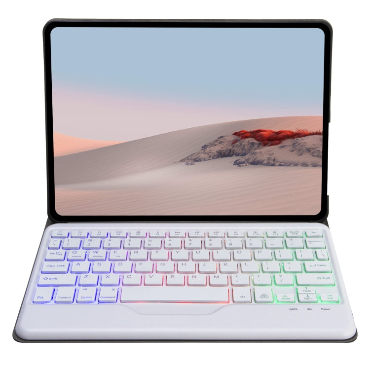 For Microsoft Surface Go 3 / 2 / 1 SFGOS Tri-color Backlit Tree Texture Bluetooth Keyboard Leather Case(Black + White) - Others Keyboard by PMC TechLife | Online Shopping South Africa | PMC TechLife