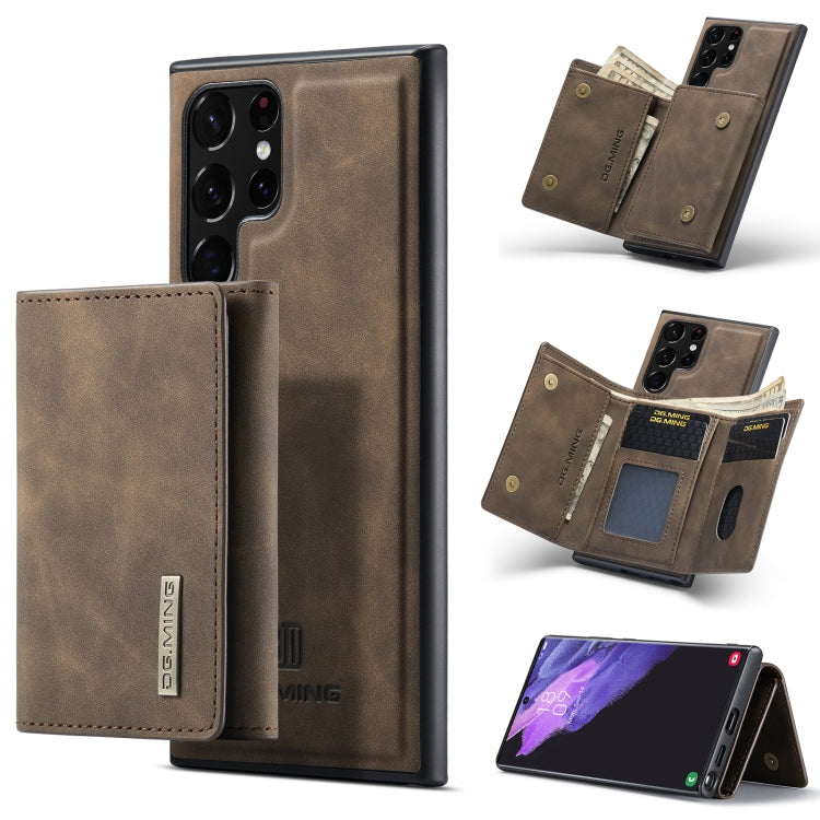 For Samsung Galaxy S22 Ultra 5G DG.MING M1 Series 3-Fold Multi Card Wallet Phone Case(Coffee) - Galaxy S22 Ultra 5G Cases by DG.MING | Online Shopping South Africa | PMC Jewellery | Buy Now Pay Later Mobicred