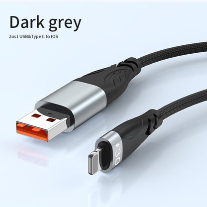 ADC-008 2 in 1 PD 30W USB + USB-C / Type-C to 8 Pin Flash Charge Data Cable, Cable Length:1m(Black Grey) - Multifunction Cable by PMC Jewellery | Online Shopping South Africa | PMC Jewellery