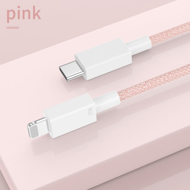 27W PD USB-C / Type-C to 8 Pin Fast Charging Braided Data Cable, Cable Length: 1m(Pink) - 2 in 1 Cable by PMC TechLife | Online Shopping South Africa | PMC TechLife