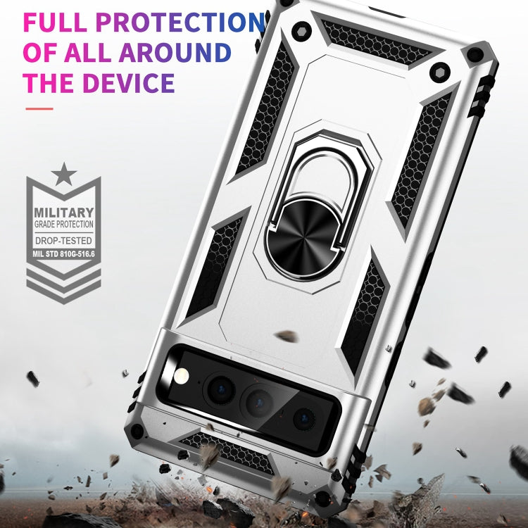 For Google Pixel 7 Pro Shockproof TPU + PC Protective Case with 360 Degree Rotating Holder(Silver) - free shipping - PMC TechLife - Order now!