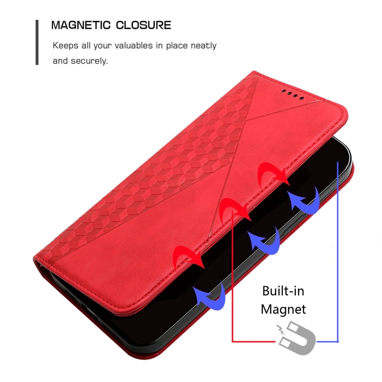 For Tecno Spark 7 Diamond Splicing Skin Feel Magnetic Leather Phone Case(Red) - Tecno Cases by PMC TechLife | Online Shopping South Africa | PMC TechLife | Buy Now Pay Later Mobicred
