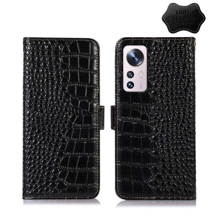 For Xiaomi 12 Lite Crocodile Top Layer Cowhide Leather Phone Case(Black) - Xiaomi Cases by PMC TechLife | Online Shopping South Africa | PMC TechLife