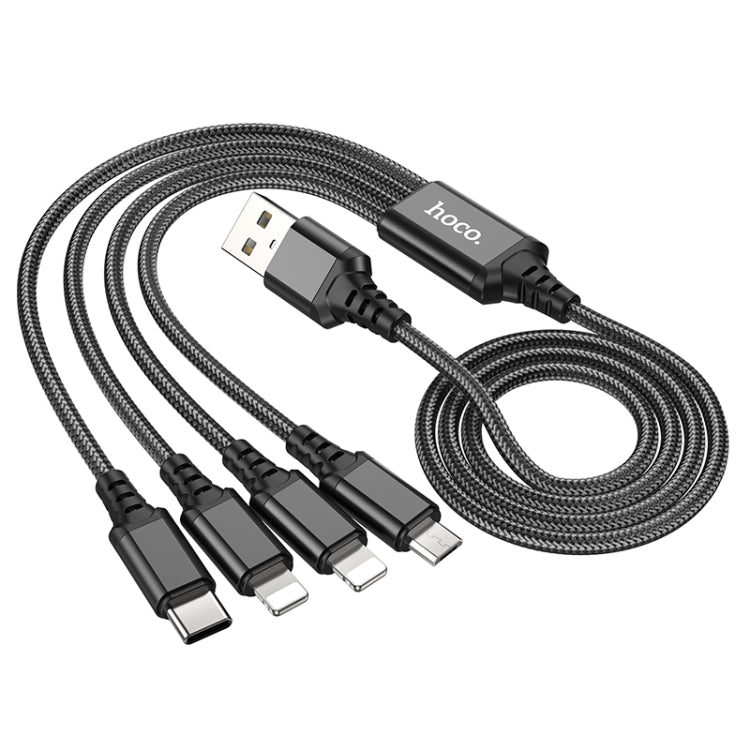 hoco X76 4 in 1 2A Dual 8 Pin + USB-C / Type-C + Micro USB Super Charging Cable,Length: 1m(Black) - Multifunction Cable by hoco | Online Shopping South Africa | PMC Jewellery