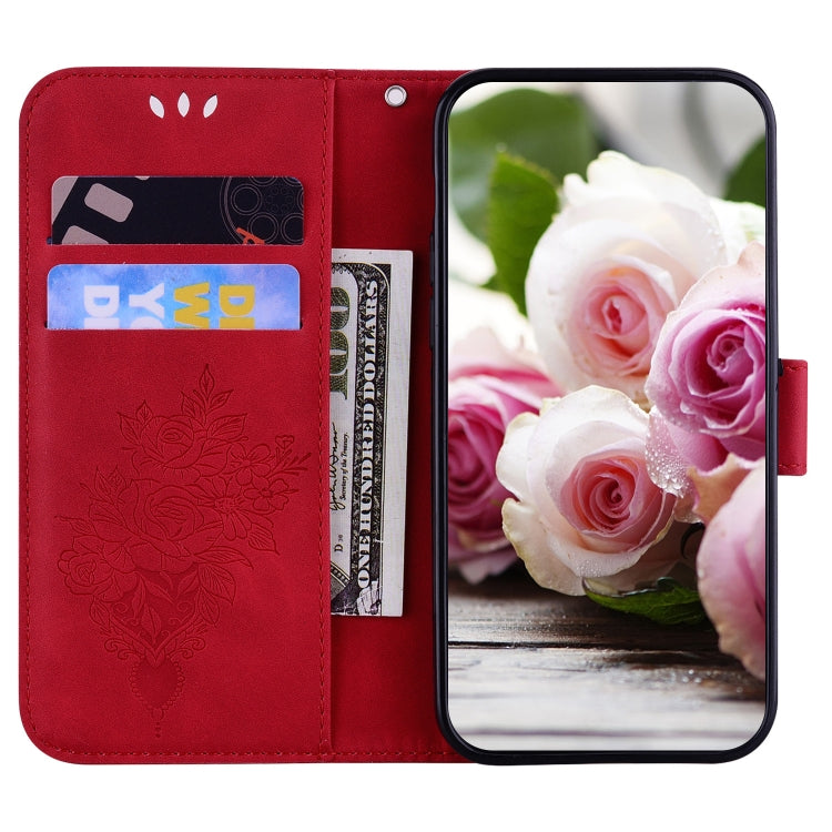 For Tecno Pova 2 Butterfly Rose Embossed Leather Phone Case(Red) - Tecno Cases by PMC TechLife | Online Shopping South Africa | PMC TechLife | Buy Now Pay Later Mobicred
