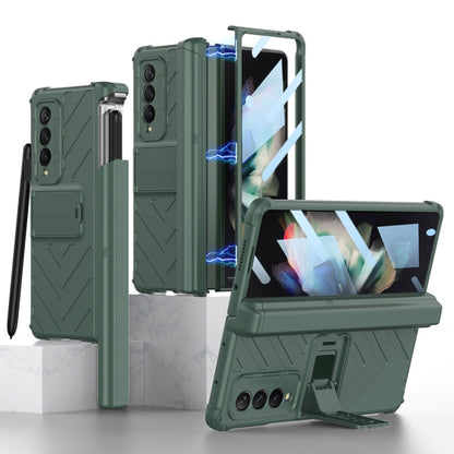 For Samsung Galaxy Z Fold3 5G GKK Integrated Magnetic Armor Flip Phone Case With Pen Box(Dark Green) - Galaxy Phone Cases by GKK | Online Shopping South Africa | PMC Jewellery